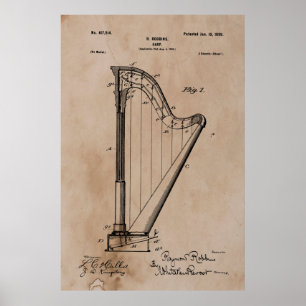 Vintage Harp Patent Poster