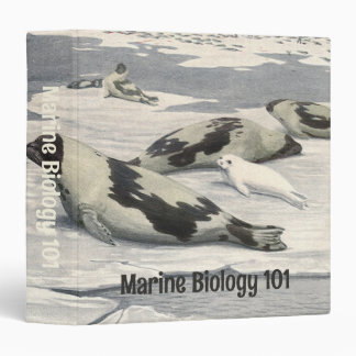 Vintage Harp Seals in Arctic Snow by Louis Fuertes 3 Ring Binder
