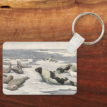 Vintage Harp Seals in Arctic Snow by Louis Fuertes Keychain