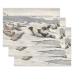 Vintage Harp Seals in Arctic Snow by Louis Fuertes Wrapping Paper Sheets