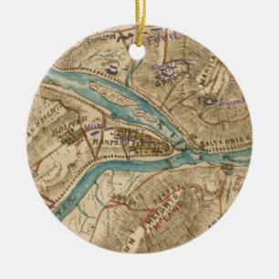 Vintage Harpers Ferry Civil War Map (1862) Ceramic Ornament