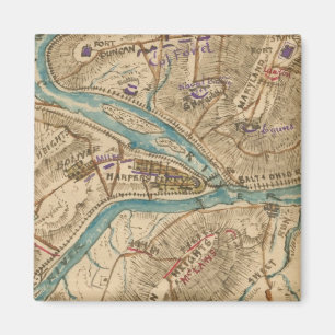 Vintage Harpers Ferry Civil War Map (1862) Magnet