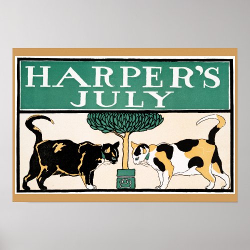 Vintage Harpers July Cats by Edward Penfield Poster