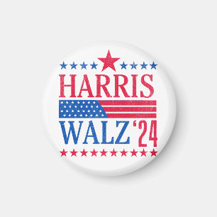 Vintage Harris and Walz 2024 Election Magnet