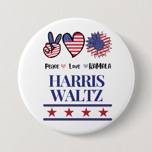 Vintage Harris and Walz 2024 Election T-Shirt Button
