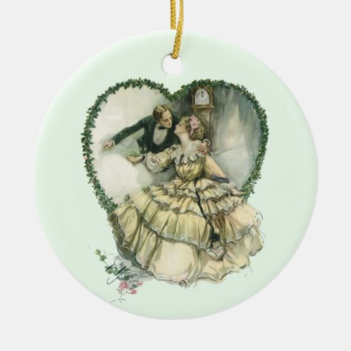 Vintage Harrison Fisher Christmas Bride and Groom Ceramic Ornament