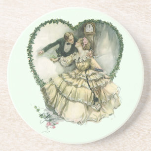 Vintage Harrison Fisher, Christmas Bride and Groom Drink Coaster