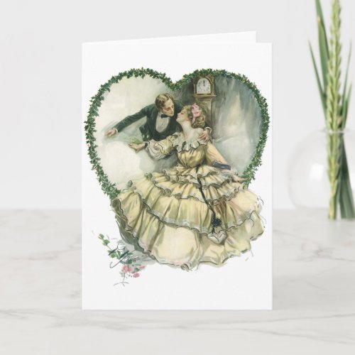 Vintage Harrison Fisher Christmas Bride and Groom Holiday Card