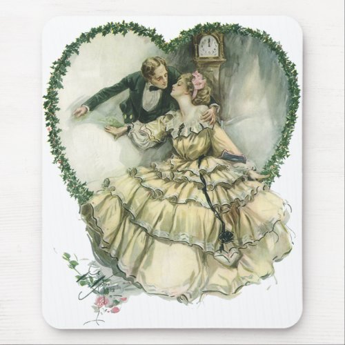 Vintage Harrison Fisher Christmas Bride and Groom Mouse Pad