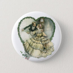 Vintage Harrison Fisher, Christmas Bride and Groom Pinback Button