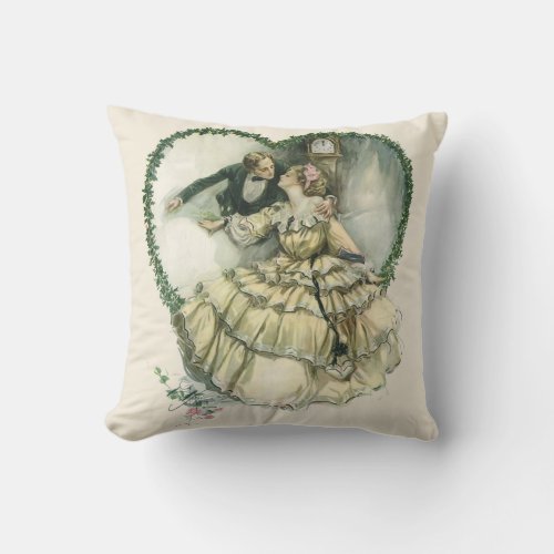 Vintage Harrison Fisher Christmas Bride and Groom Throw Pillow