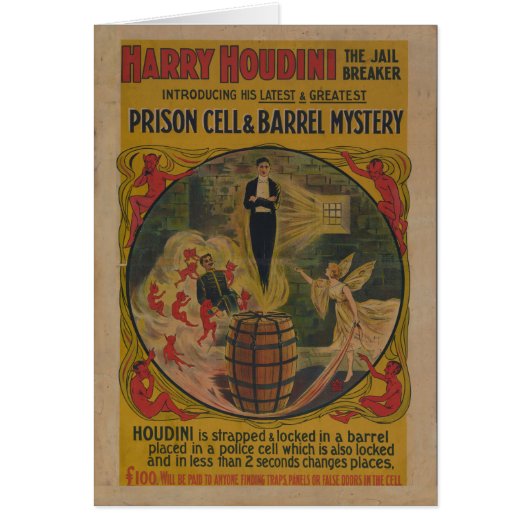 Vintage Harry Houdini Poster Cards (Front)
