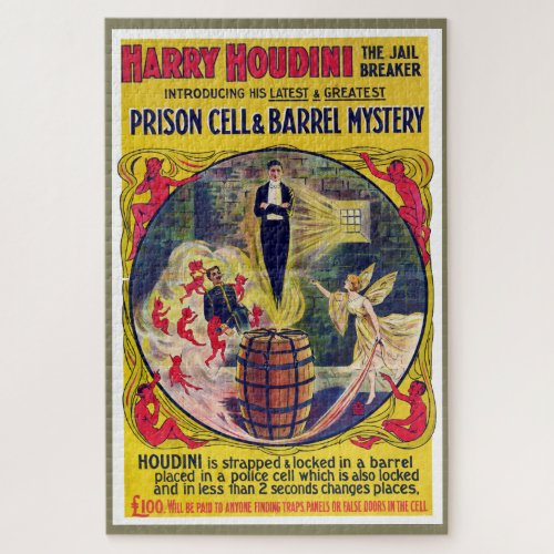 Vintage Harry Houdini Prison Cell  Barrel Mystery Jigsaw Puzzle