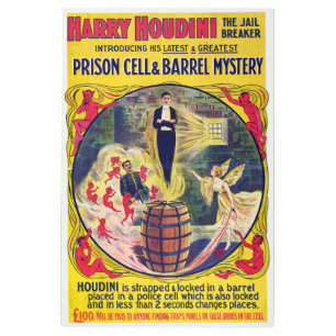 Vintage Harry Houdini Prison Cell & Barrel Mystery Metal Print