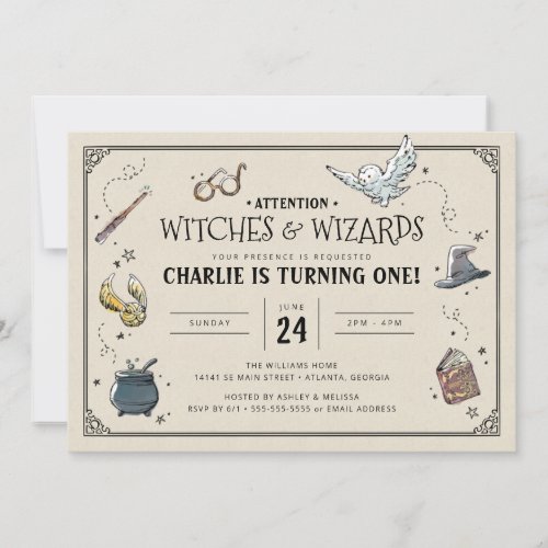 Vintage Harry Potter First Birthday Invitation