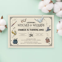 Vintage Harry Potter First Birthday Invitation