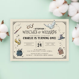 Vintage Harry Potter First Birthday Invitation
