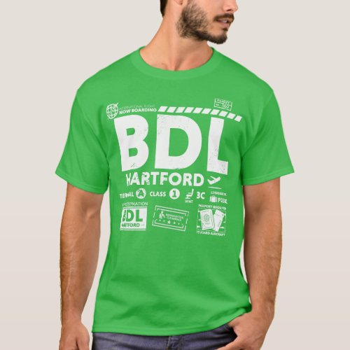 Vintage Hartford BDL Airport Code Travel Day Retro T_Shirt