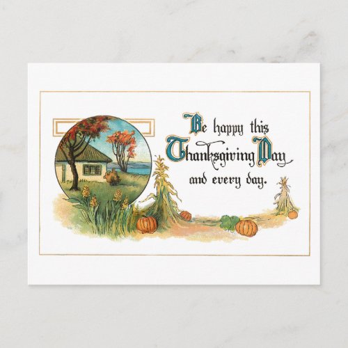 Vintage Harvest and Thanksgiving Greeting Holiday Postcard