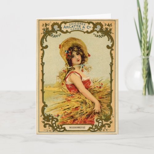 Vintage Harvest Girl Holiday Card