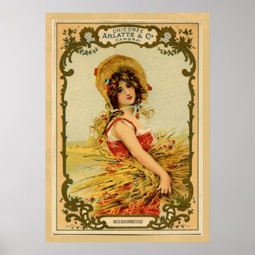 Vintage Harvest Girl Poster