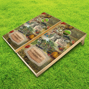 Vintage Harvest On Burlap Cornhole Set