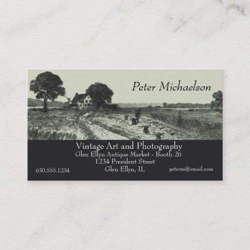 Customizable Vintage Harvest Scene Etching Business Card