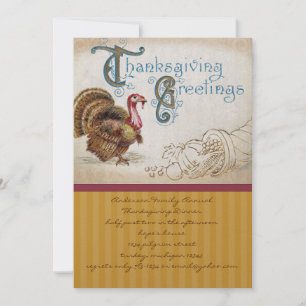 Vintage Harvest Thanksgiving Dinner Invitations