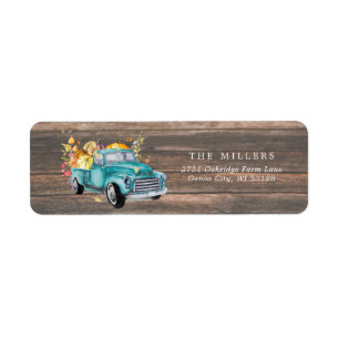 Vintage Harvest Truck Autumn Return Address Label