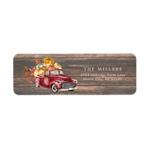 Vintage Harvest Truck  Autumn Return Address Label