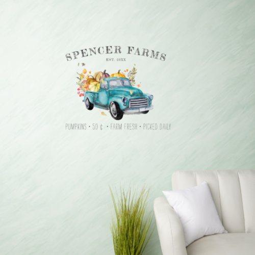 Vintage Harvest Truck  Family Name Personalized  Wall Decal