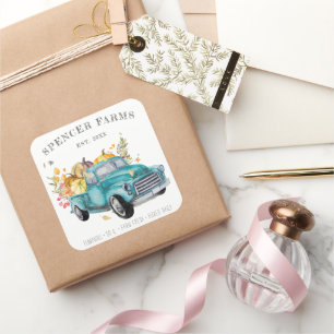 Vintage Harvest Truck   Thanksgiving Sticker