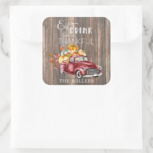 Vintage Harvest Truck Thanksgiving Sticker