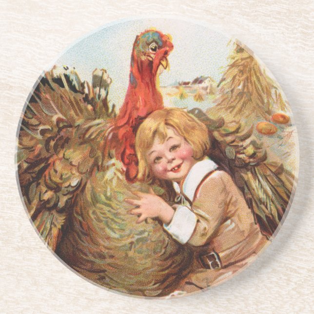 Vintage Harvest Turkey Coaster (Front)