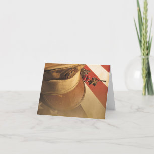 Vintage hat, flag and medal veterans day note card