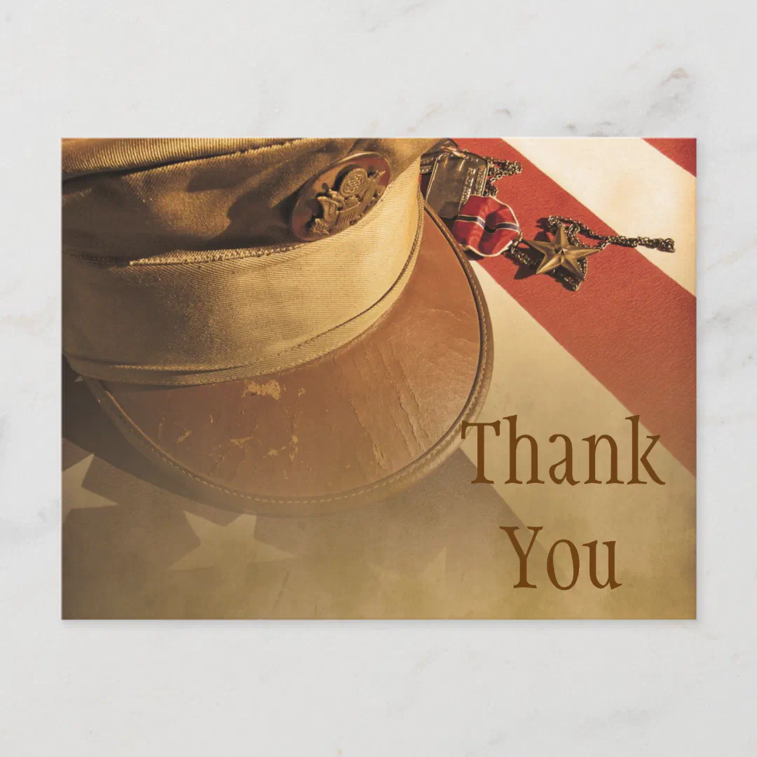 vintage hat, flag & medal veterans day postcard (Front)