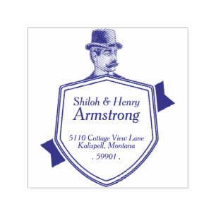 Vintage Hat Man Return Address Self-Inking Stamp