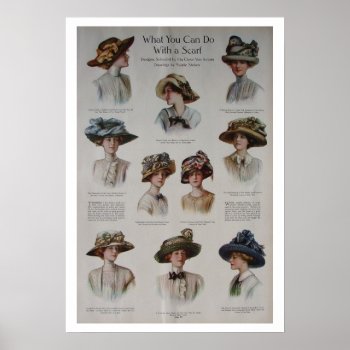 Vintage Hats Fashion Poster by Vintage_Obsession at Zazzle