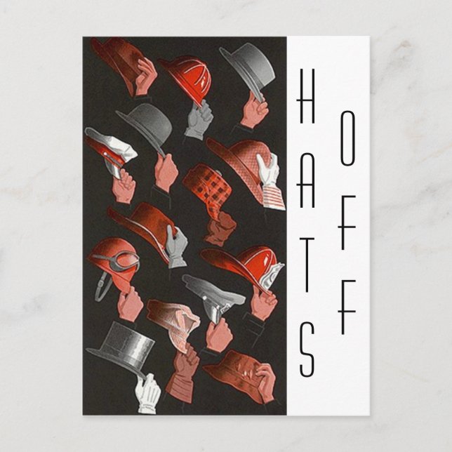 Vintage Hats Off Paty Honor Achievement Postcard (Front)