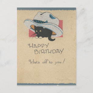 Vintage "Hat's Off To You" Birthday Postcard