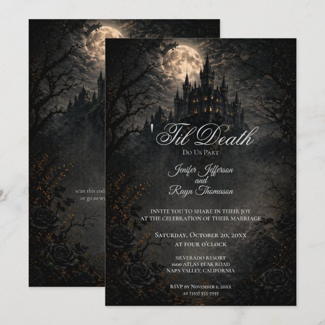 Vintage Haunted Castle Gothic wedding Invitation (Front/Back)
