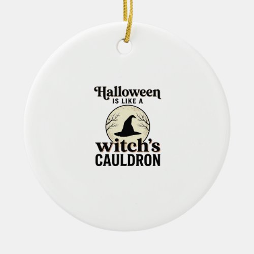 Vintage Haunted Castle Halloween Town Shirt Design Ceramic Ornament