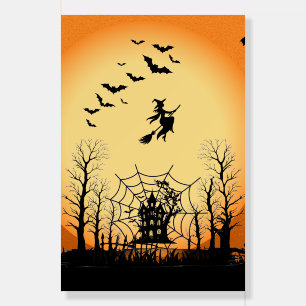 Vintage Haunted House and Witch Halloween Poster C