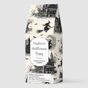 Vintage Haunted House and Witch Toile Pattern (2) Roasted Coffee