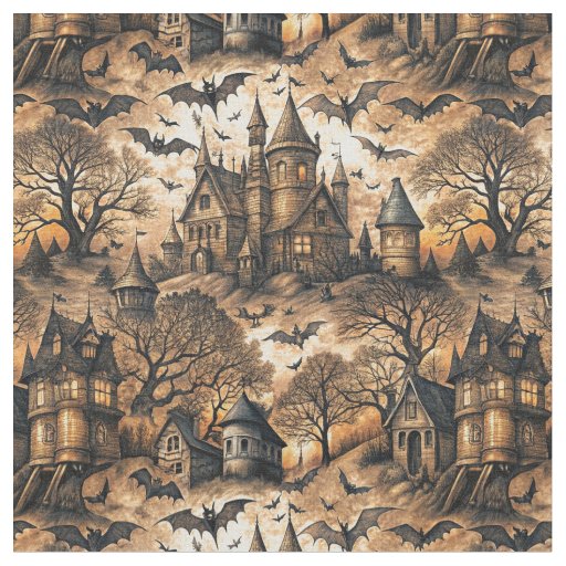 Vintage Haunted House Fabric