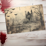 Vintage Haunted House Halloween Decoupage  Tissue Paper<br><div class="desc">This design may be personalized by choosing the Edit Design option. You may also transfer onto other items. Contact me at colorflowcreations@gmail.com or use the chat option at the top of the page if you wish to have this design on another product or need assistance with this design. See more...</div>