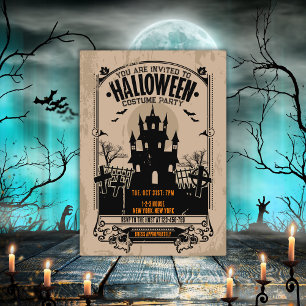 Vintage Haunted House Halloween Party Invitation