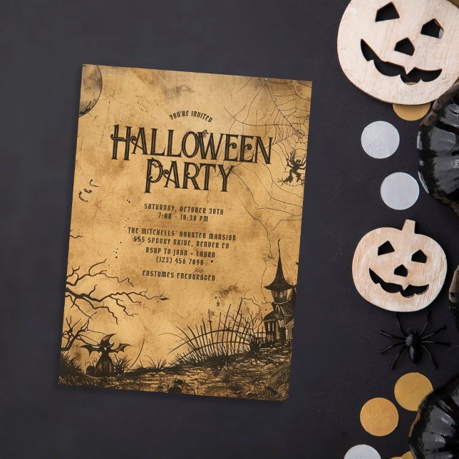 Vintage Haunted House Halloween Party Invitation (Creator Uploaded)