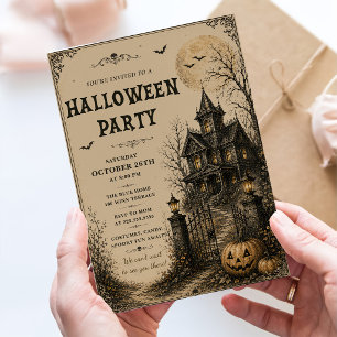 Vintage Haunted House Halloween Party Invitation