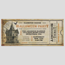 Vintage Haunted House Halloween Party Ticket I Invitation